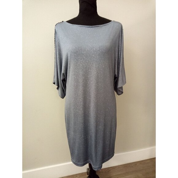 Women's Cachet Blue Silver Bling Low Back Mini Cocktail Dress Size 4 - Picture 1 of 6